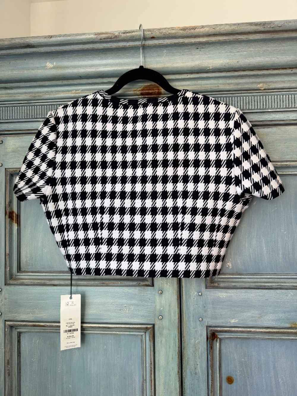 Alaia Check Cropped Top in Noir Blanc Size 44 Made in Italy - Picture 9 of 10